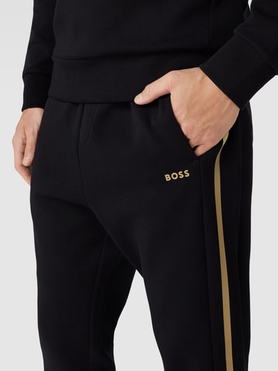 BOSS Green Sweatpants met labelopschrift, model 'Hadikonos' Zwart - 3