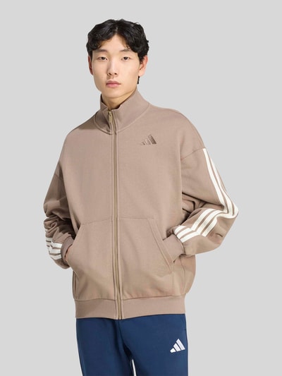 adidas Sportswear Regular Fit Trainingsjacke aus Baumwolle mit 3-Streifen-Design Beige 3