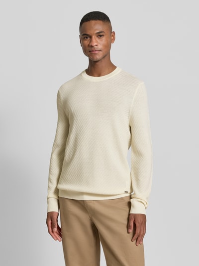 JOOP! Collection Sweter z dzianiny z mieszanki wełny model ‘Dariono’ Złamany biały 4