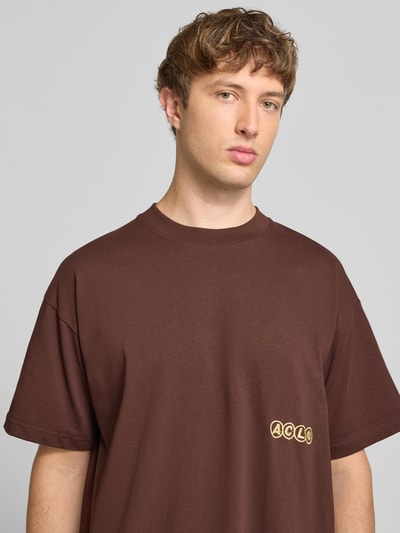 ANOTHER COTTON LAB T-shirt z Wyhaftowane logo i Okrągły dekolt Ciemnobrązowy 3