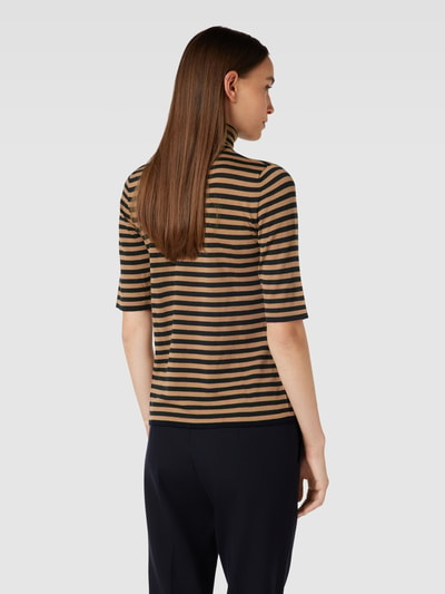 MaxMara Leisure Rollkragenpullover aus Schurwolle mit 1/2-Arm und Streifenmuster Marine 5