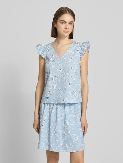 PIECES Regular Fit Blusentop aus reiner Baumwolle Modell 'BANNA' Hellblau 4