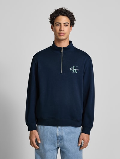Calvin Klein Jeans Regular Fit Sweatshirt mit Logo-Stitching Modell 'Terry' Marine 4
