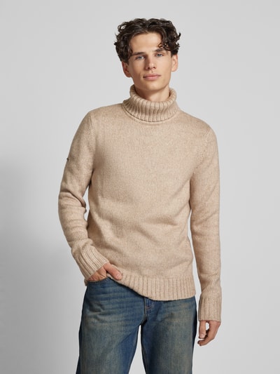 Superdry Strickpullover mit Rollkragen und Viskose-Anteil Beige 4