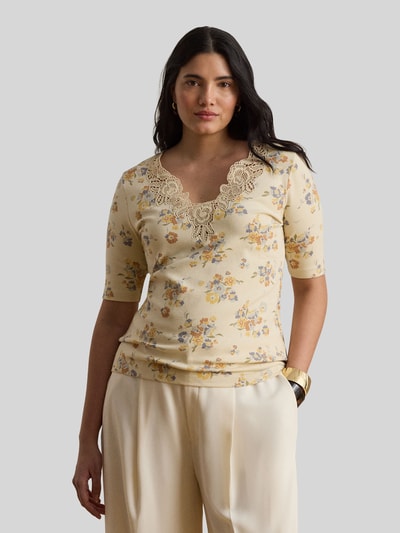Lauren Ralph Lauren Slim Fit T-Shirt aus Baumwoll-Mix mit Spitzenbesatz Sand 6