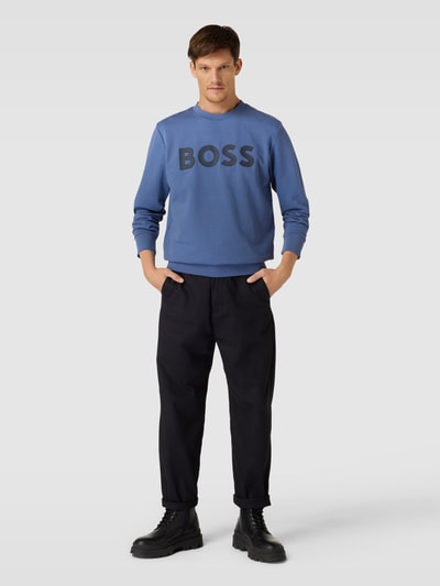 BOSS Bluza z nadrukiem z logo model ‘Soleri’ Błękitny 1