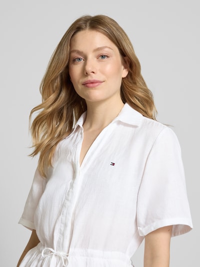 Tommy Hilfiger Ausgestelltes Hemdblusenkleid aus reinem Leinen Weiss 3