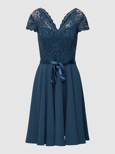 Swing Cocktailkleid mit Spitzenbesatz Rauchblau 2