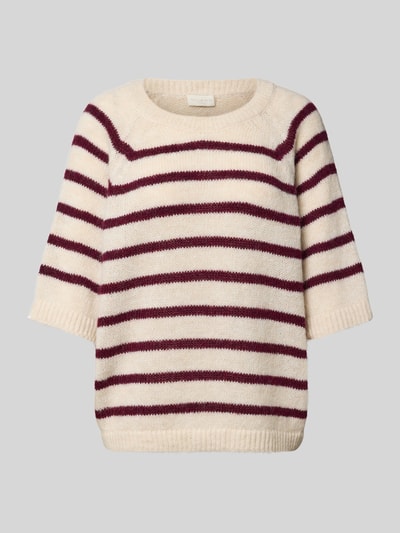 Milano Italy Sweter z dzianiny z prążkowanymi wykończeniami Ciemnoczerwony 2