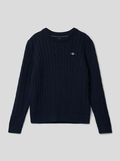 Gant Strickpullover mit Zopfmuster Modell 'SHIELD' Blau 1