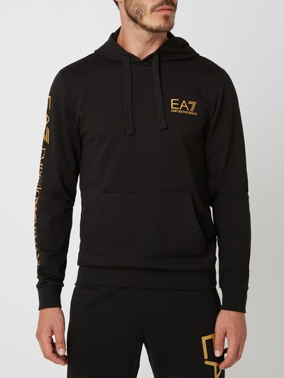 EA7 Emporio Armani Hoodie mit Logo-Prints in Metallic-Optik  Black 4