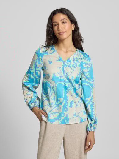 Emily Van den Bergh Regular Fit Bluse mit V-Ausschnitt Aqua 4