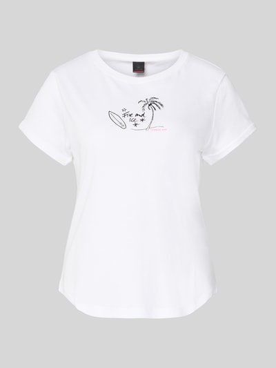Produktfoto, weißes Damen T-Shirt mit Label-Print Modell 'DEBRA4' von FIRE + ICE aus reiner Baumwolle, Rundhalsausschnitt, Regular Fit