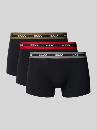 HUGO Boxershort met elastische band met logo in een set van 3 stuks Zwart - 1