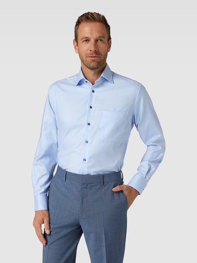 Eterna Comfort Fit Businesshemd aus Uni Struktur Bleu 4