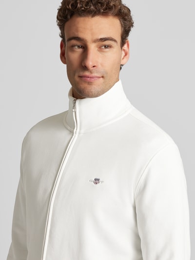 Gant Regular fit sweatjack met labelstitching, model 'SGIELD' Offwhite - 3