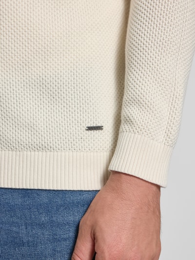 JOOP! Collection Strickpullover mit gerippten Abschlüssen Modell 'Nadion' Offwhite 3