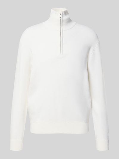 Manuel Ritz Strickpullover aus Woll-Mix mit Reißverschluss Offwhite 1