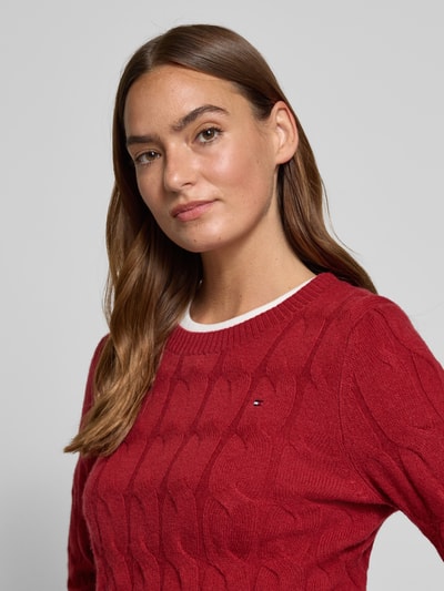 Tommy Hilfiger Regular Fit Strickpullover aus reiner Wolle Rot 3