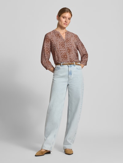 s.Oliver RED LABEL Relaxed Fit Kurzarmbluse aus Viskose-Mix Mittelbraun 1