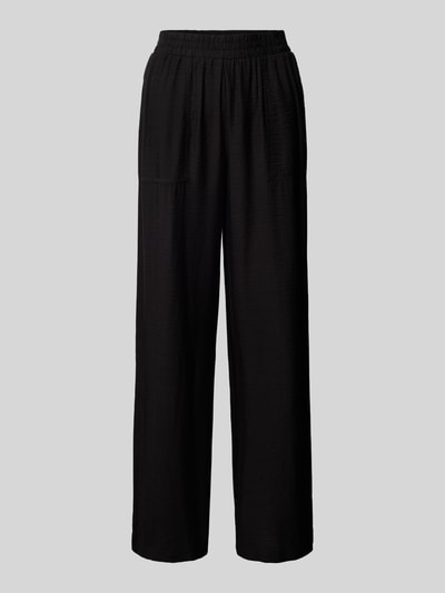 ICHI Wide leg stoffen broek met elastische band, model 'TANESSA' Zwart - 2