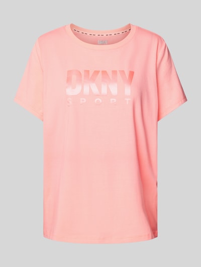 DKNY PERFORMANCE T-shirt z nadrukiem z logo Różowy 2