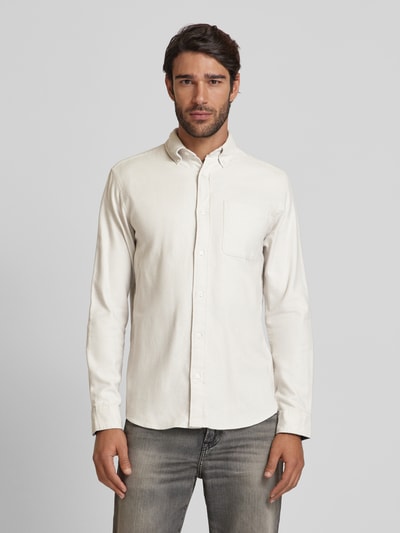 Jack & Jones Premium Slim Fit Freizeithemd Button-Down-Kragen Modell 'BLUNORRIS' Offwhite 4