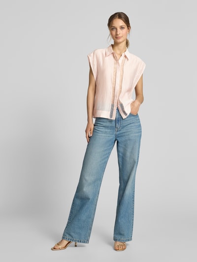 Copenhagen Muse Blouse met kapmouwen en blinde knoopsluiting, model 'MOLLY' Lichtroze - 1