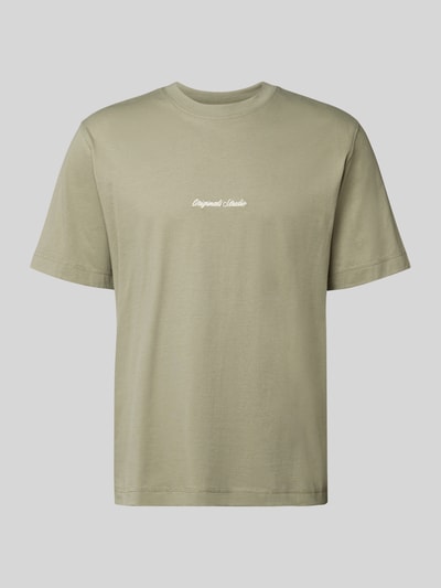Produktfoto, T-Shirt mit Label-Stitching Modell 'NORREBRO' von Jack & Jones aus reiner Baumwolle in Hellgrün, Regular Fit, glatte Textur