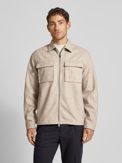 MCNEAL Relaxed Fit Hemdjacke mit Zweiwege-Reißverschluss Kitt Melange 4