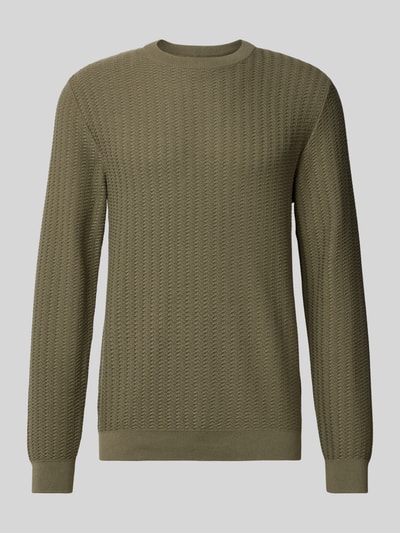 Jack & Jones Premium Strickpullover mit Strukturmuster Modell 'TRAVIS' Oliv 2