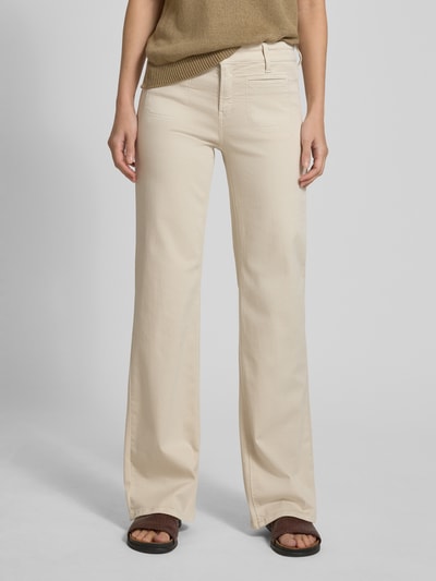 Cambio Flared cut broek met paspelzakken, model 'TESS' Ecru - 4