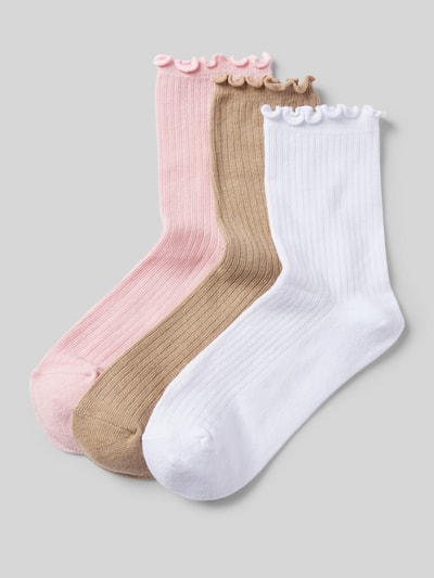 Pieces Socken mit Baumwoll-Anteil und Rüschen Modell 'CAFIA' Weiss 1