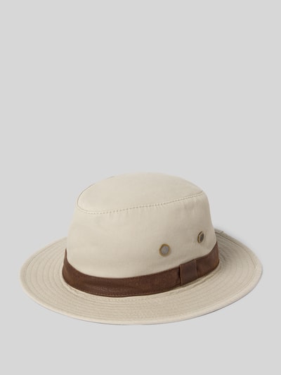 Productfoto, Safarihut aus Baumwolle met hoedband van Müller Headwear, heren, puur katoen, brede krempel, hoedband, beige met bruin