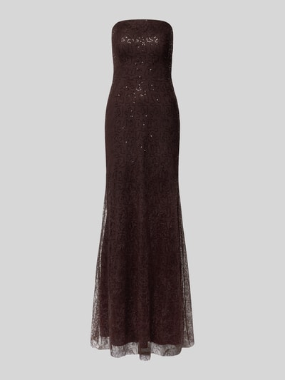 Produktfoto, Maxikleid im Off-Shoulder-Look mit Pailletten von TROYDEN COLLECTION, figurbetont, braun, Tüll, glänzende Textur