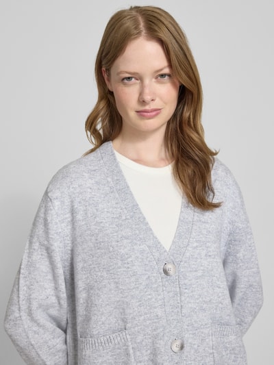 comma Gebreid jack van wolmix met V-hals Zilver - 3