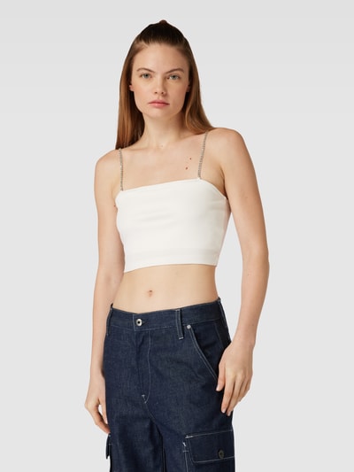 Only Crop Top mit Feinripp Modell 'RHINA' Weiss 4