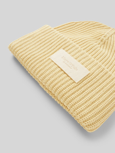 Marc O'Polo Beanie aus reiner Baumwolle Label-Patch Hellgelb 2