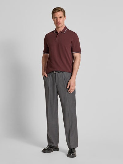 bugatti Poloshirt mit kurzer Knopfleiste Bordeaux 1