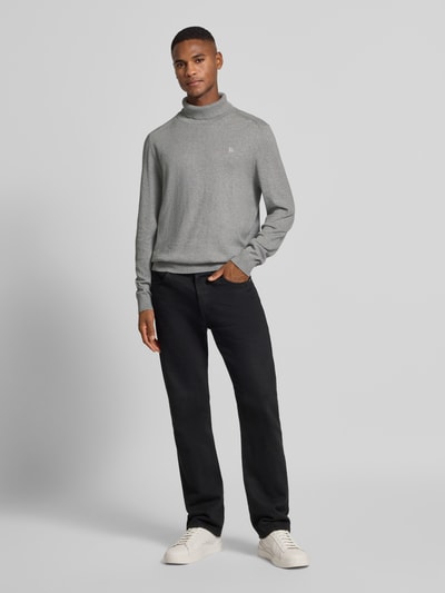 Lerros Rollkragenpullover mit Label-Stitching Hellgrau 1