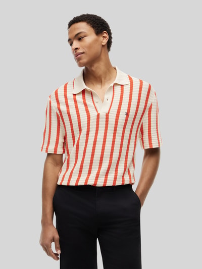Tommy Hilfiger Relaxed Fit Poloshirt aus Lochstrick Orange 4