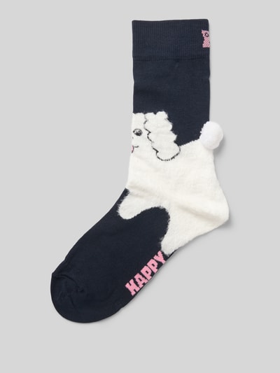 Happy Socks Socken mit Motiv-Stitching Modell 'Fluffy Dog' Dunkelblau 1