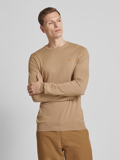 Scotch & Soda Sweter z dzianiny z wyhaftowanym logo Beżowy 4