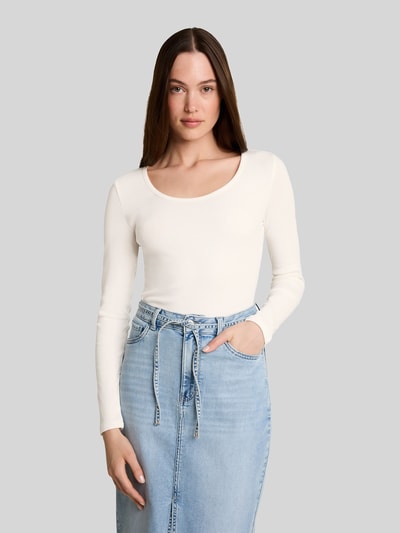 Tom Tailor Denim slim fit shirt met lange mouwen van katoenmix Offwhite - 4