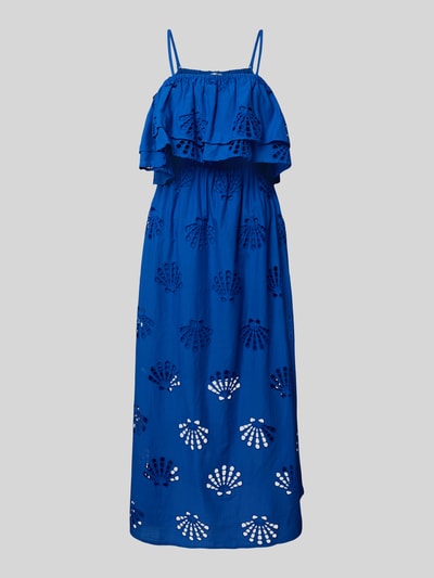Produktfoto, niebieskie bawełniane Midikleid mit Lochstickerei Modell 'DOLCE LEMON' od WATERCULT, z wycięciami i cienkimi ramiączkami, fason dopasowany