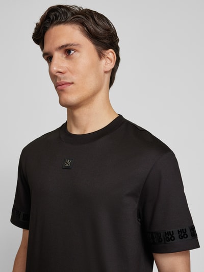 HUGO T-Shirt mit Label-Details Modell 'Deternati' Black 3