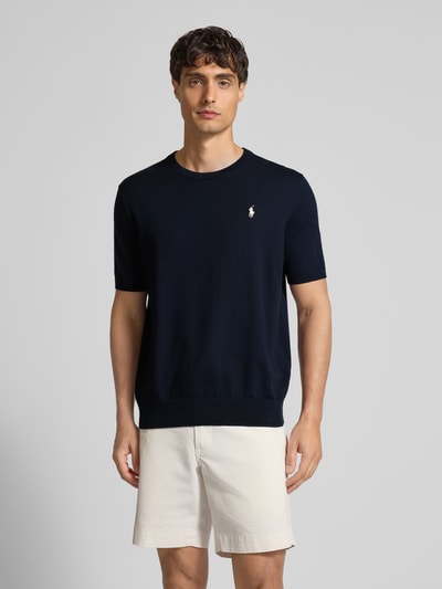 Polo Ralph Lauren Gebreid shirt met ronde hals en labelstitching Marineblauw - 4