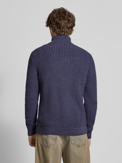 Superdry Sweter z dzianiny z prążkowanymi wykończeniami Królewski niebieski 5