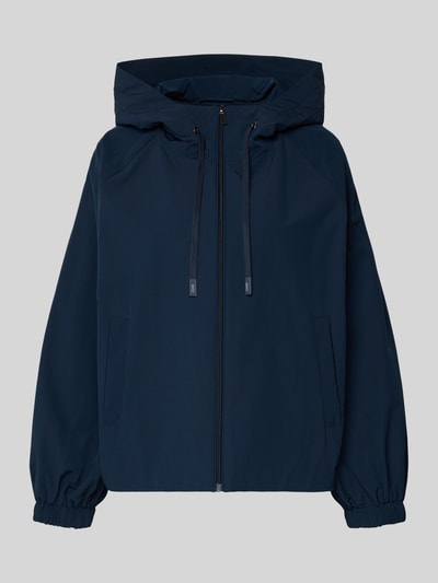 Produktfoto, Relaxed Fit Regenjacke mit Baumwoll-Anteil Modell 'ROMANA' von Weekend Max Mara in Dunkelblau, unifarben, wasserabweisend, mit Kapuze und seitlichen Eingrifftaschen
