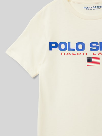 Polo Sport T-Shirt mit Label-Print Ecru 2